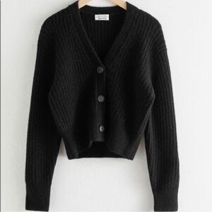 & Other Stories Black Ribbed Cardigan